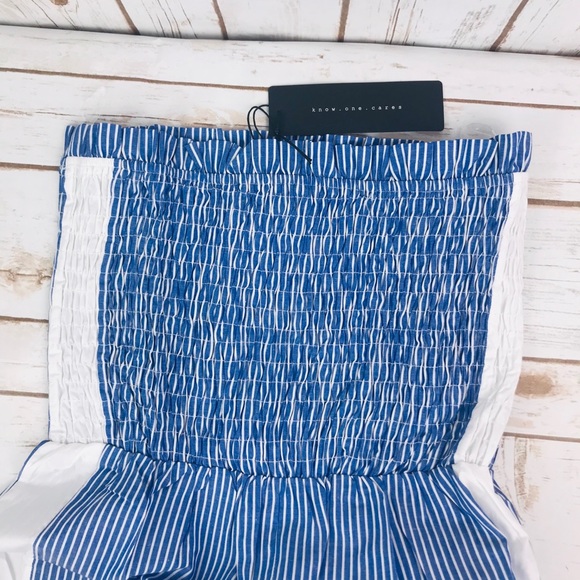 Know One Cares Smocked Stripe Blue/White Jumpsuit - Picture 3 of 7